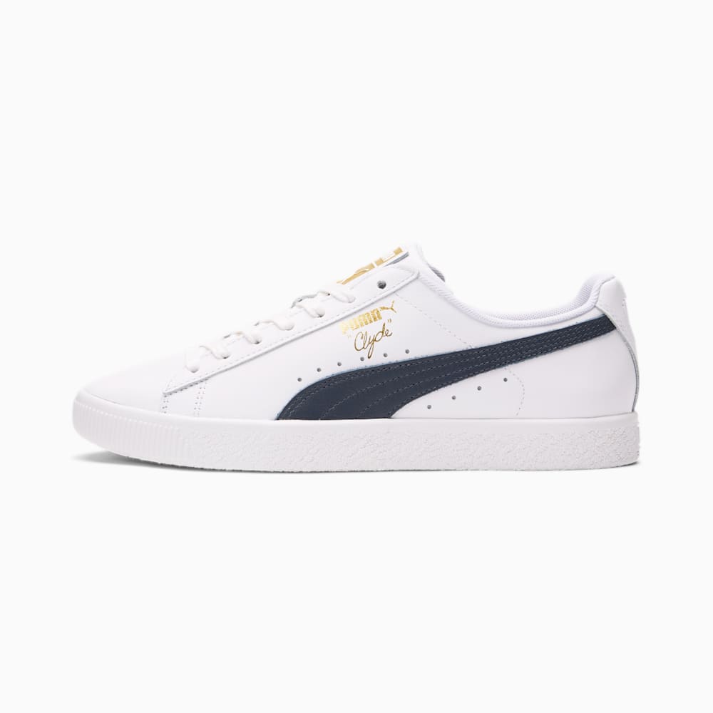 Puma Clyde Core Foil Muške Tenisice Bijele Tamnoplave Zlatne | Hrvatska-19680