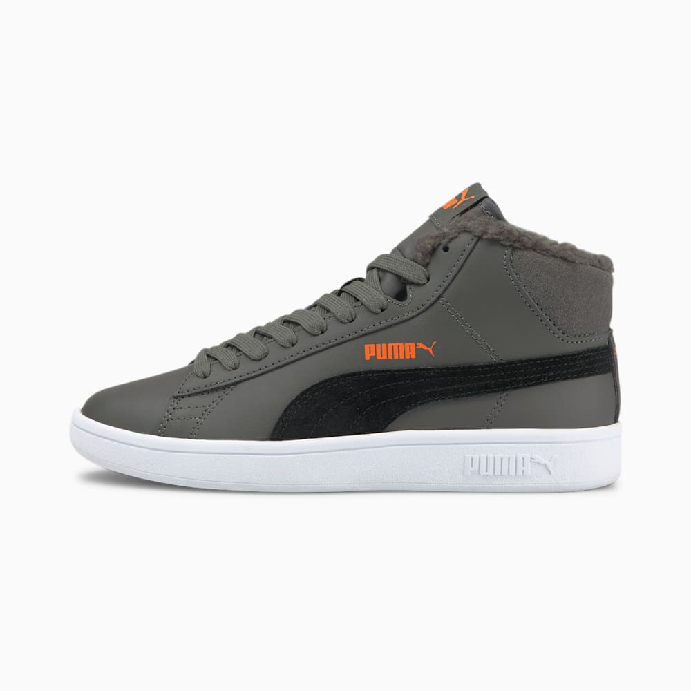 Puma Smash V2 Mid Fur Youth Za Dječake Tenisice Tamno Sive Crne | Hrvatska-49156
