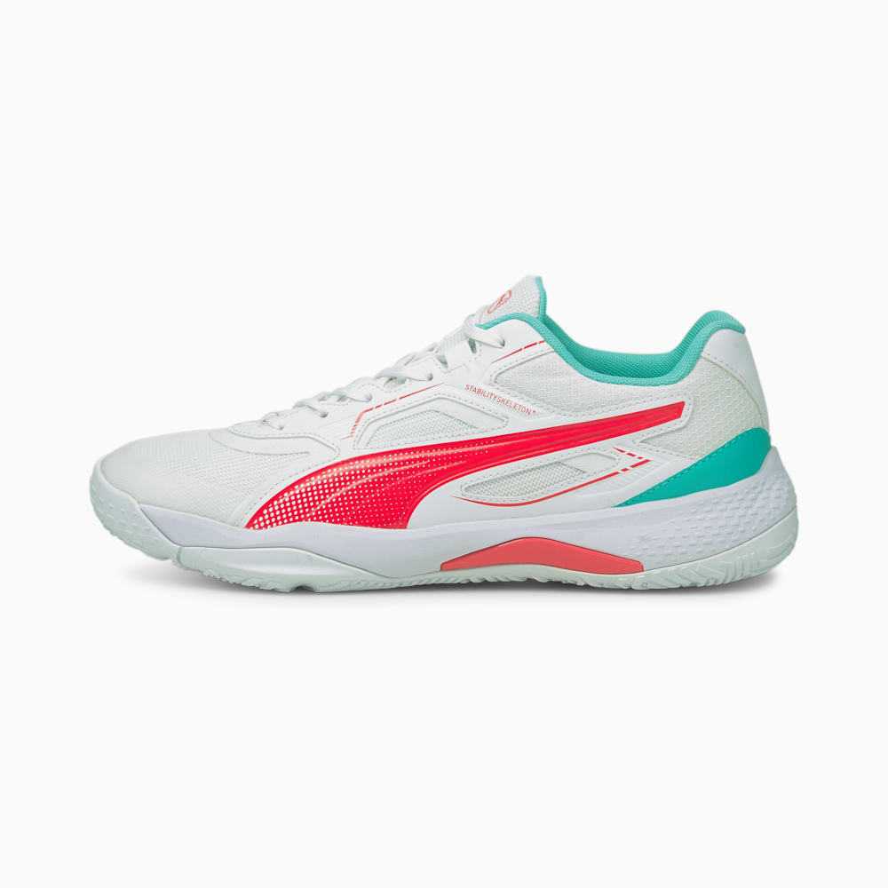 Puma Solarstrike Indoor Ženske Tenisice Bijele Narančaste Svijetlo Tirkizne | Hrvatska-95263